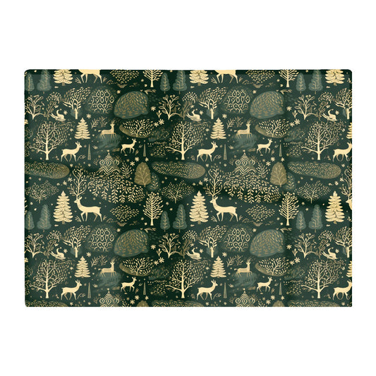 Green Christmas Woodlands Glass Chopping Board