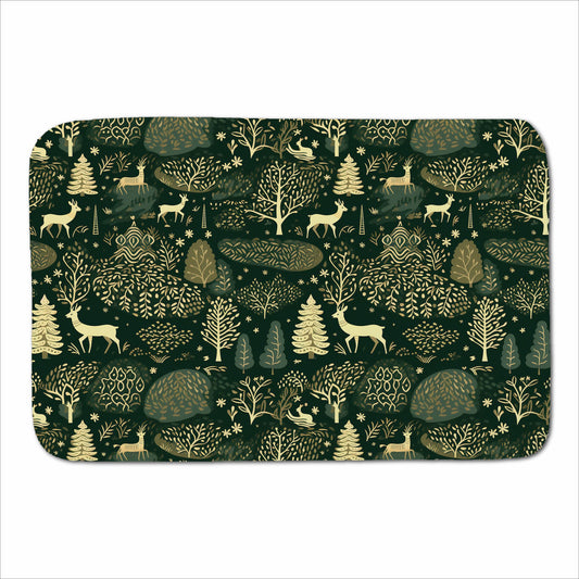 Green Christmas Woodlands Sherpa Blanket