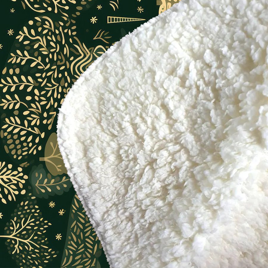 Green Christmas Woodlands Sherpa Blanket