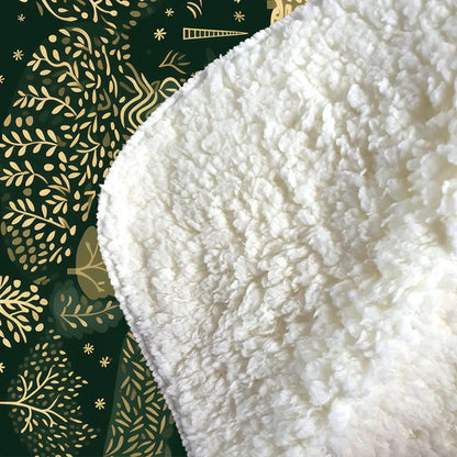 Green Christmas Woodlands Sherpa Blanket