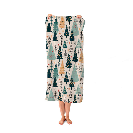 Boho Inspired Christmas Tree Pattern Beach Towel