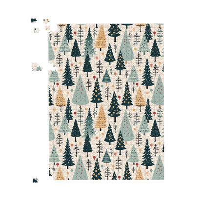 Boho Inspired Christmas Tree Pattern Jigsaw Puzzle