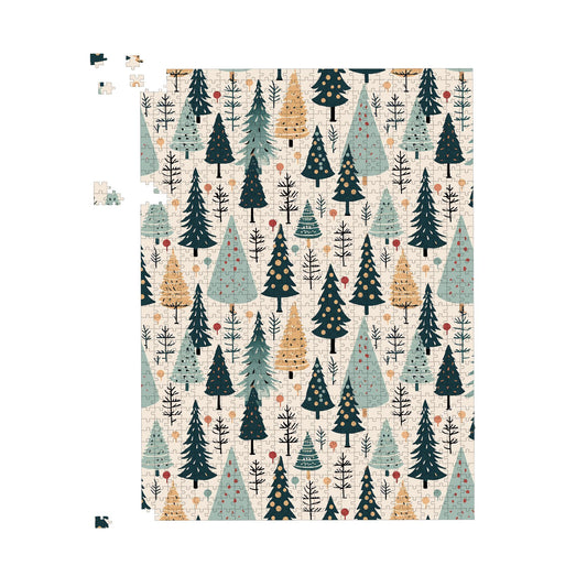 Boho Inspired Christmas Tree Pattern Jigsaw Puzzle