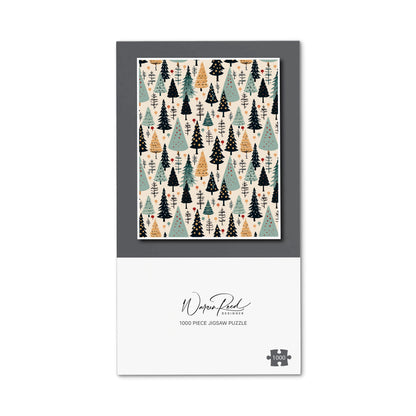 Boho Inspired Christmas Tree Pattern Jigsaw Puzzle