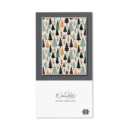 Boho Inspired Christmas Tree Pattern Jigsaw Puzzle