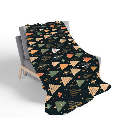 Boho Inspired Christmas Trees Sherpa Blanket