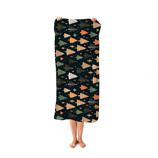 Boho Inspired Christmas Trees Beach Towel
