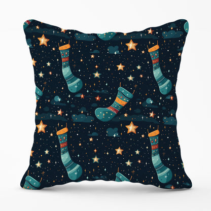 Christmas Stocking In A Starry Night Sky Cushions