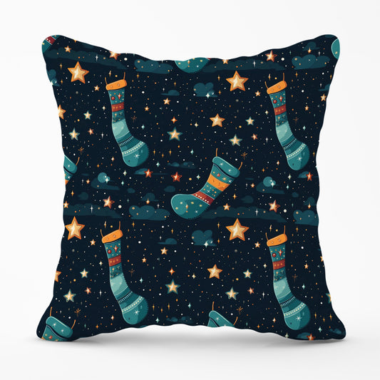 Christmas Stocking In A Starry Night Sky Cushions