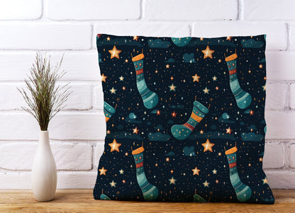 Christmas Stocking In A Starry Night Sky Cushions