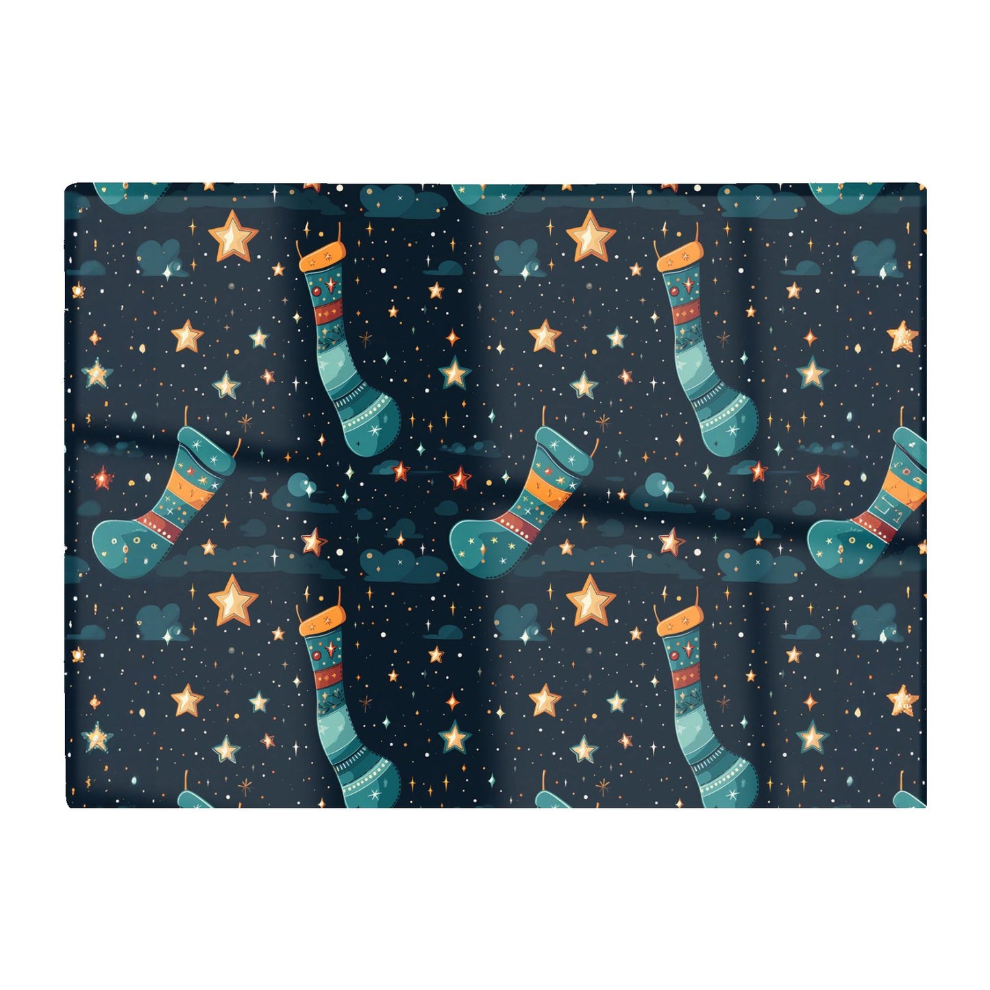 Christmas Stocking In A Starry Night Sky Glass Chopping Board