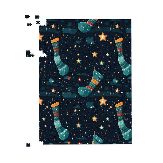 Christmas Stocking In A Starry Night Sky Jigsaw Puzzle