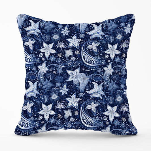 Paisley Christmas Stars Blue Cushions