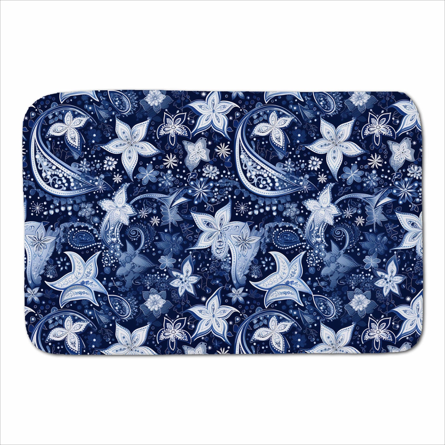 Paisley Christmas Stars Blue Sherpa Blanket