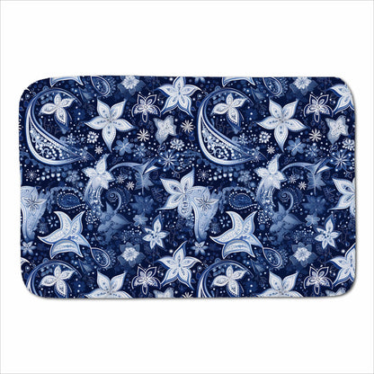 Paisley Christmas Stars Blue Sherpa Blanket