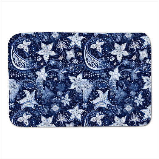 Paisley Christmas Stars Blue Sherpa Blanket