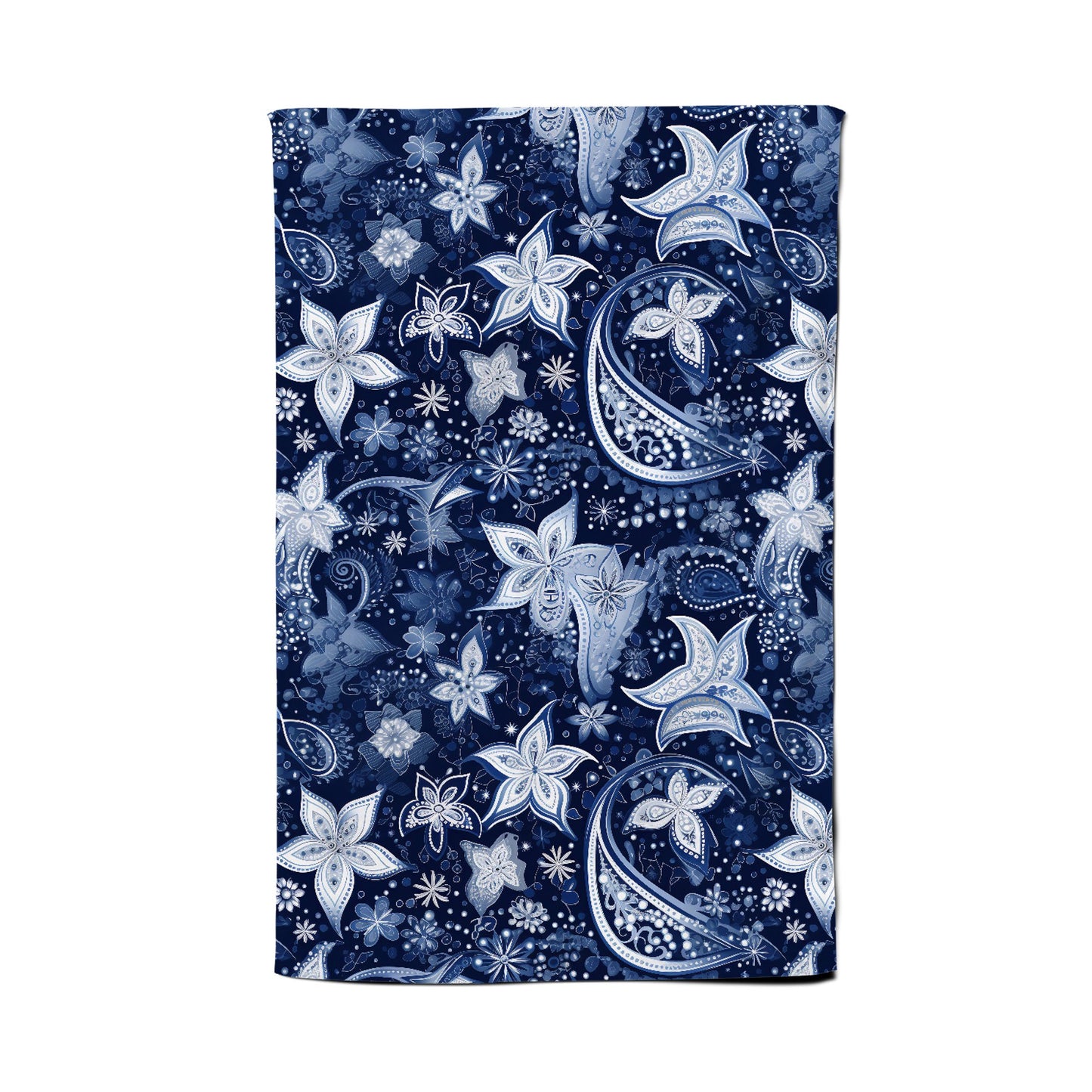 Paisley Christmas Stars Blue Tea Towel