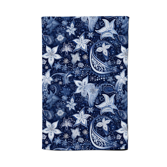 Paisley Christmas Stars Blue Tea Towel