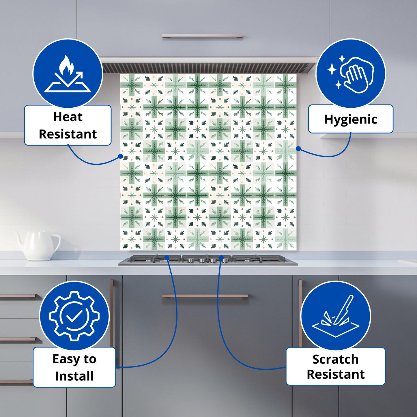 Christmas Quilting Squares, Geometric Kitchen Splashback