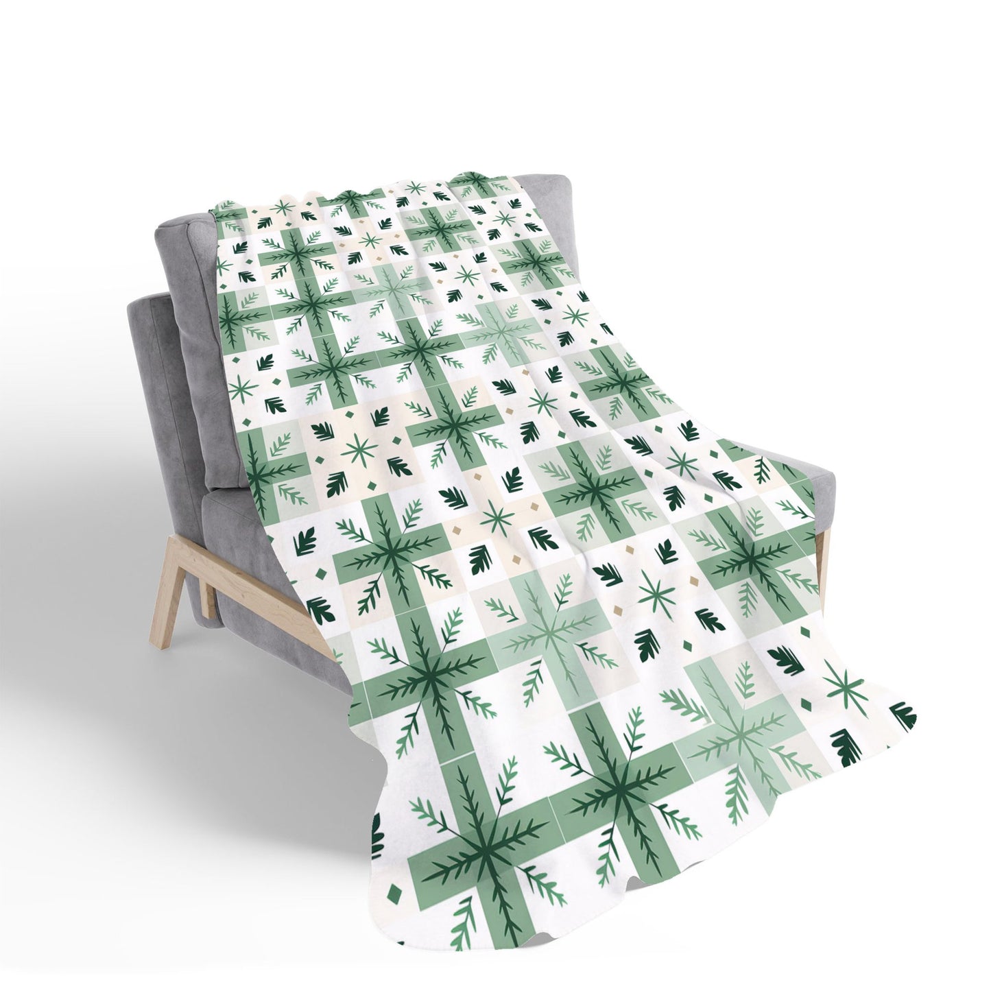 Christmas Quilting Squares, Geometric Sherpa Blanket
