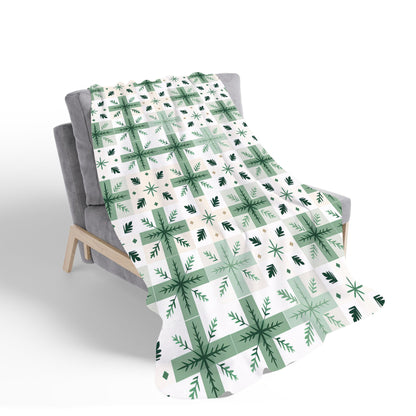 Christmas Quilting Squares, Geometric Sherpa Blanket