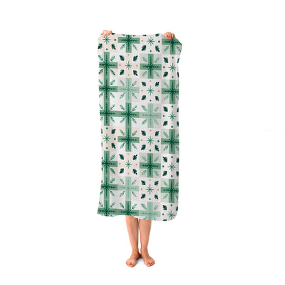 Christmas Quilting Squares, Geometric Beach Towel