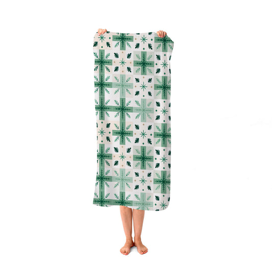 Christmas Quilting Squares, Geometric Beach Towel