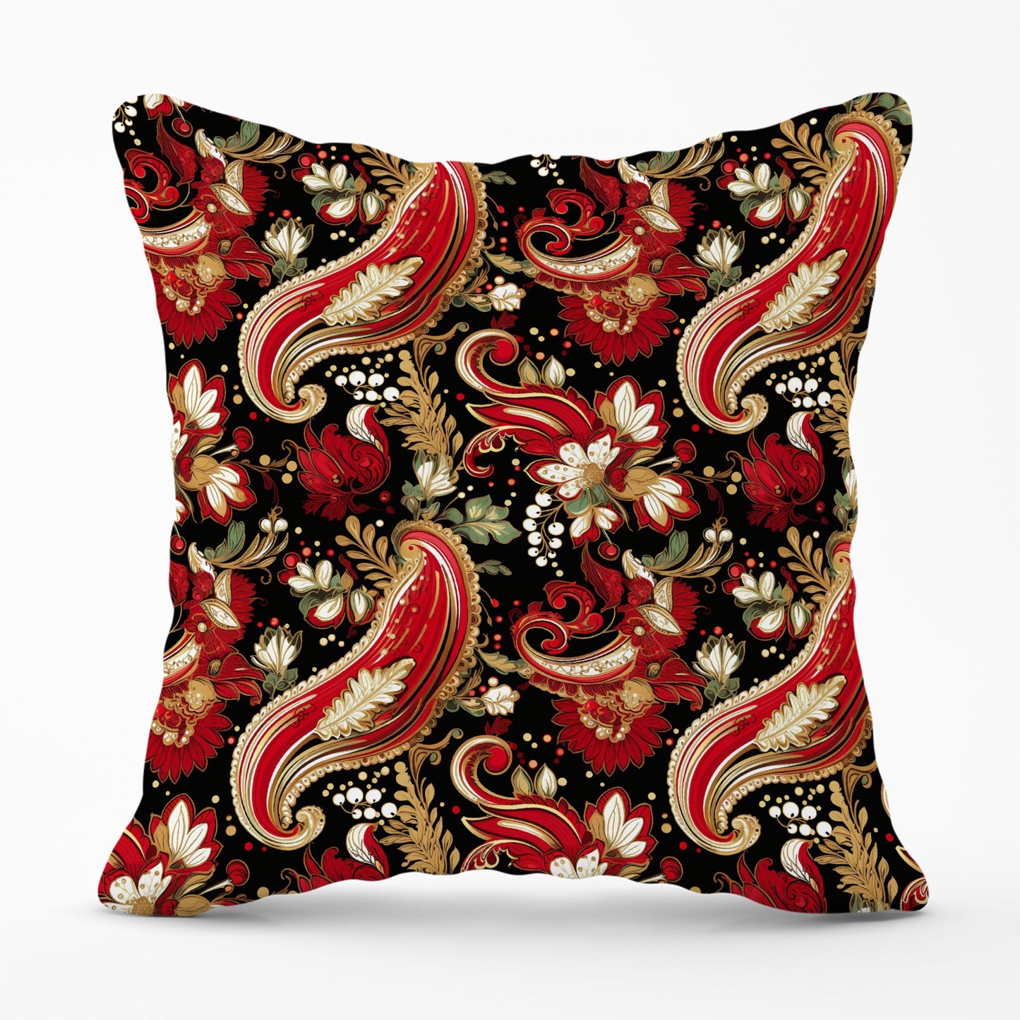 Paisley Christmas Stars Red Cushions