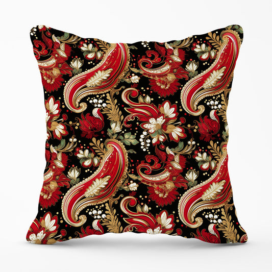 Paisley Christmas Stars Red Cushions