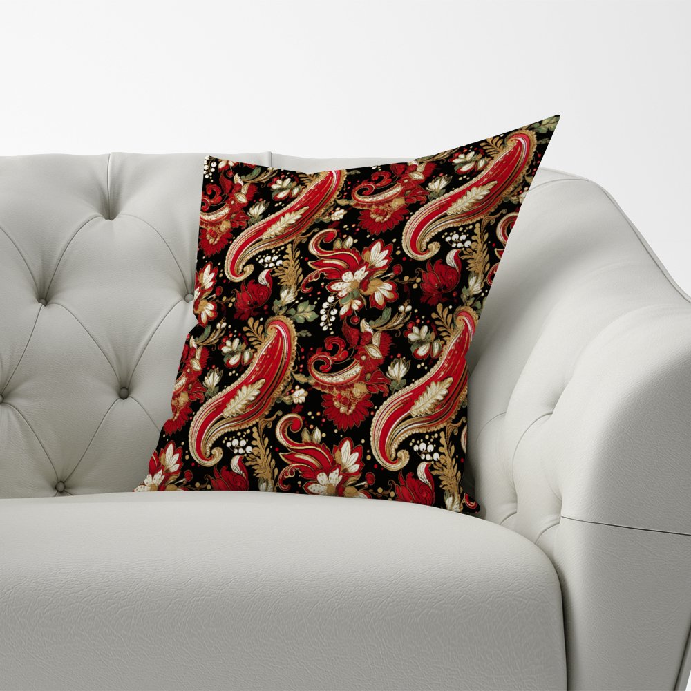 Paisley Christmas Stars Red Cushions
