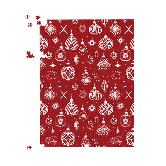 Red Christmas Decorations Pattern Jigsaw Puzzle