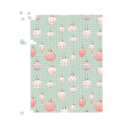 Christmas Decorations Pink And Green Jigsaw Puzzle