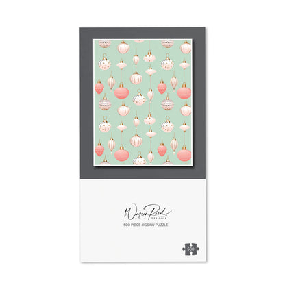 Christmas Decorations Pink And Green Jigsaw Puzzle