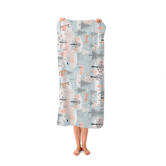 Whimsical Christmas Winter Wonderland Beach Towel
