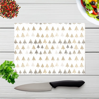 Geometric Christmas Tree Pattern Glass Chopping Board