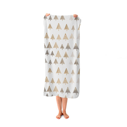 Geometric Christmas Tree Pattern Beach Towel