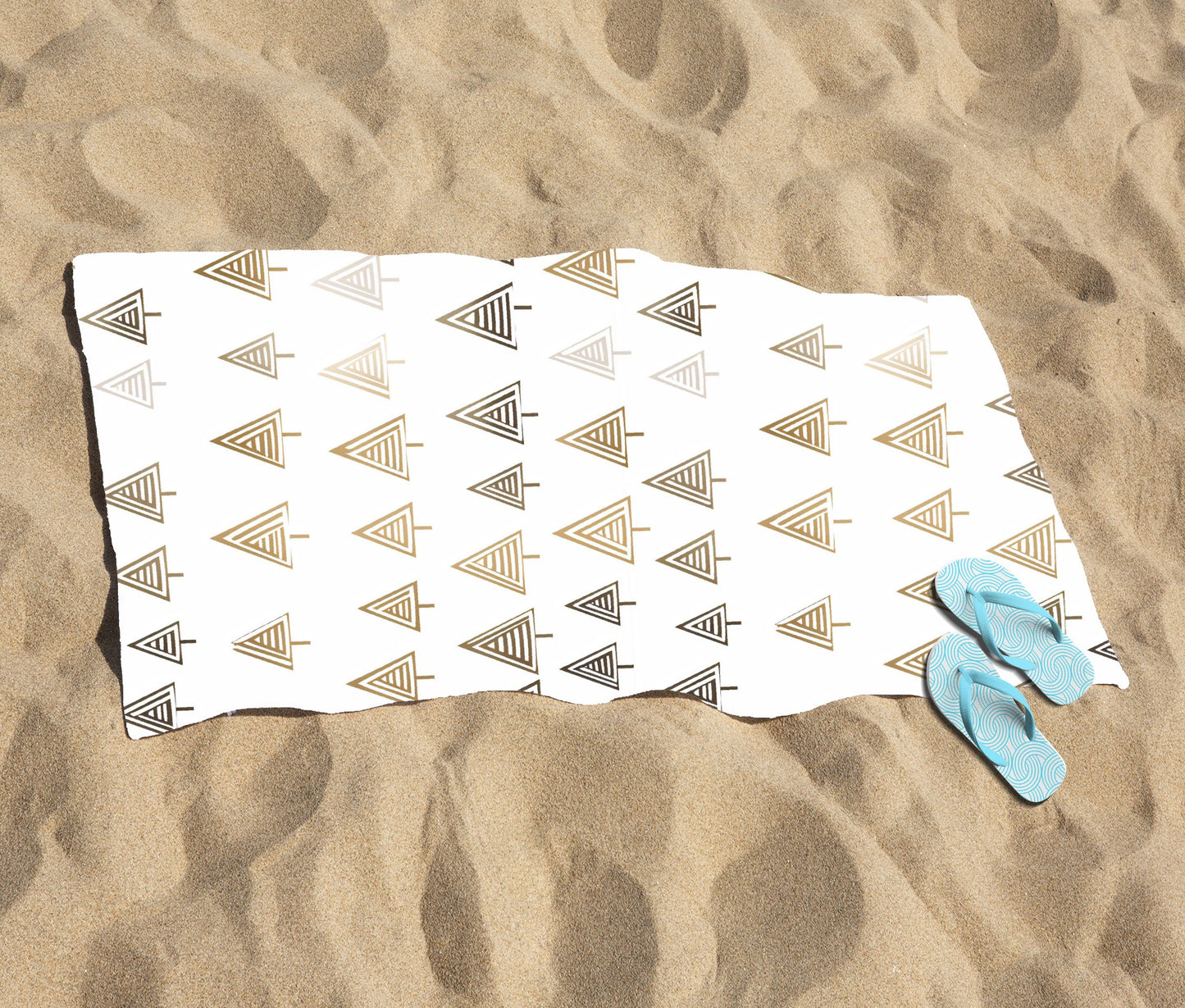 Geometric Christmas Tree Pattern Beach Towel
