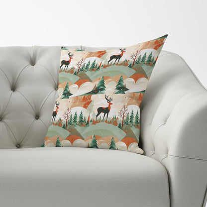 Reindeer On A Snowy Landscape Pattern Cushions