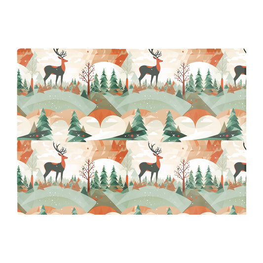 Reindeer On A Snowy Landscape Pattern Glass Chopping Board