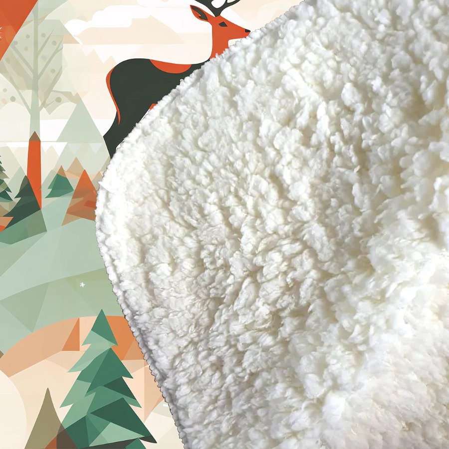 Reindeer On A Snowy Landscape Pattern Sherpa Blanket