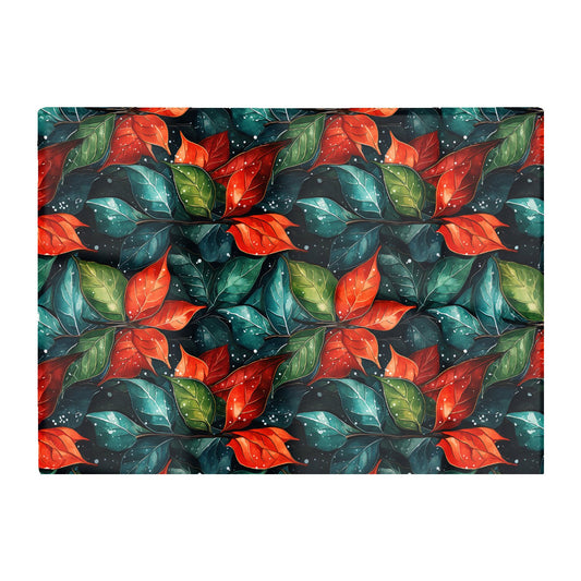 Christmas Watercolour Holly Leaf Glass Chopping Board