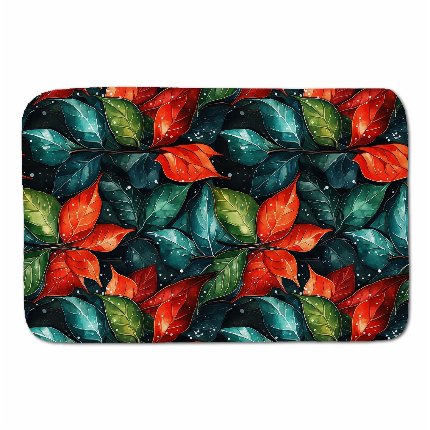 Christmas Watercolour Holly Leaf Sherpa Blanket