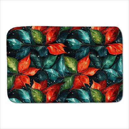 Christmas Watercolour Holly Leaf Sherpa Blanket