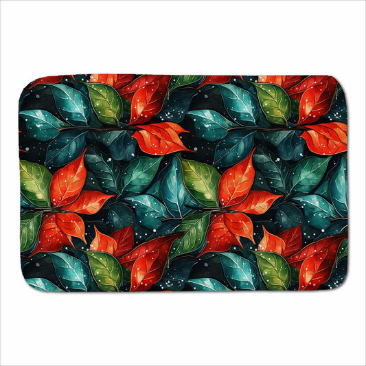 Christmas Watercolour Holly Leaf Sherpa Blanket