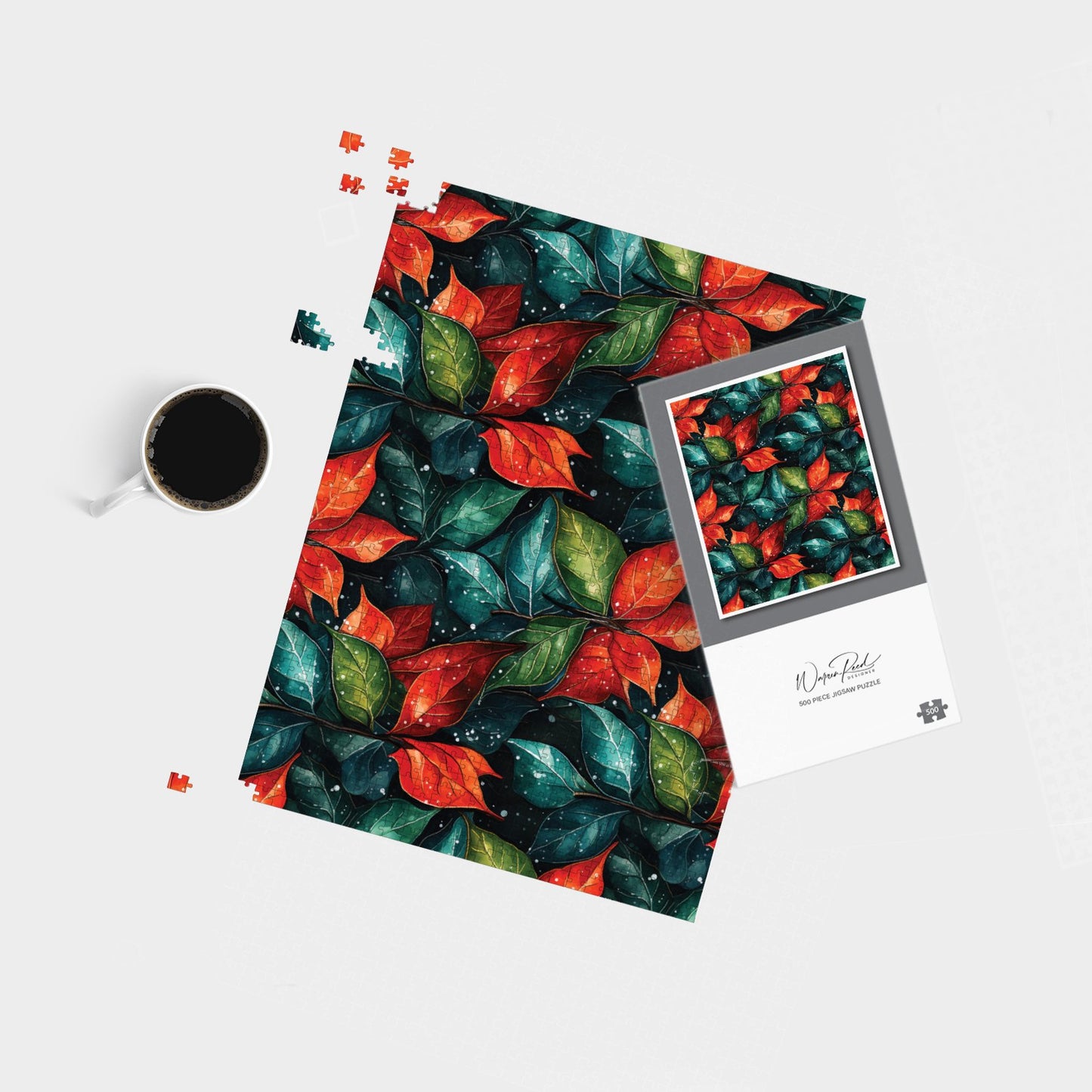 Christmas Watercolour Holly Leaf Jigsaw Puzzle