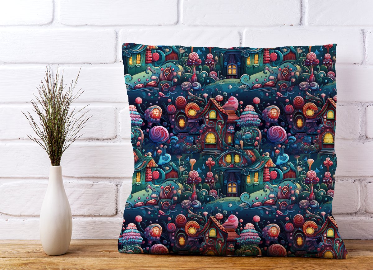 Whimsical Gingerbread House Pattern Cushions