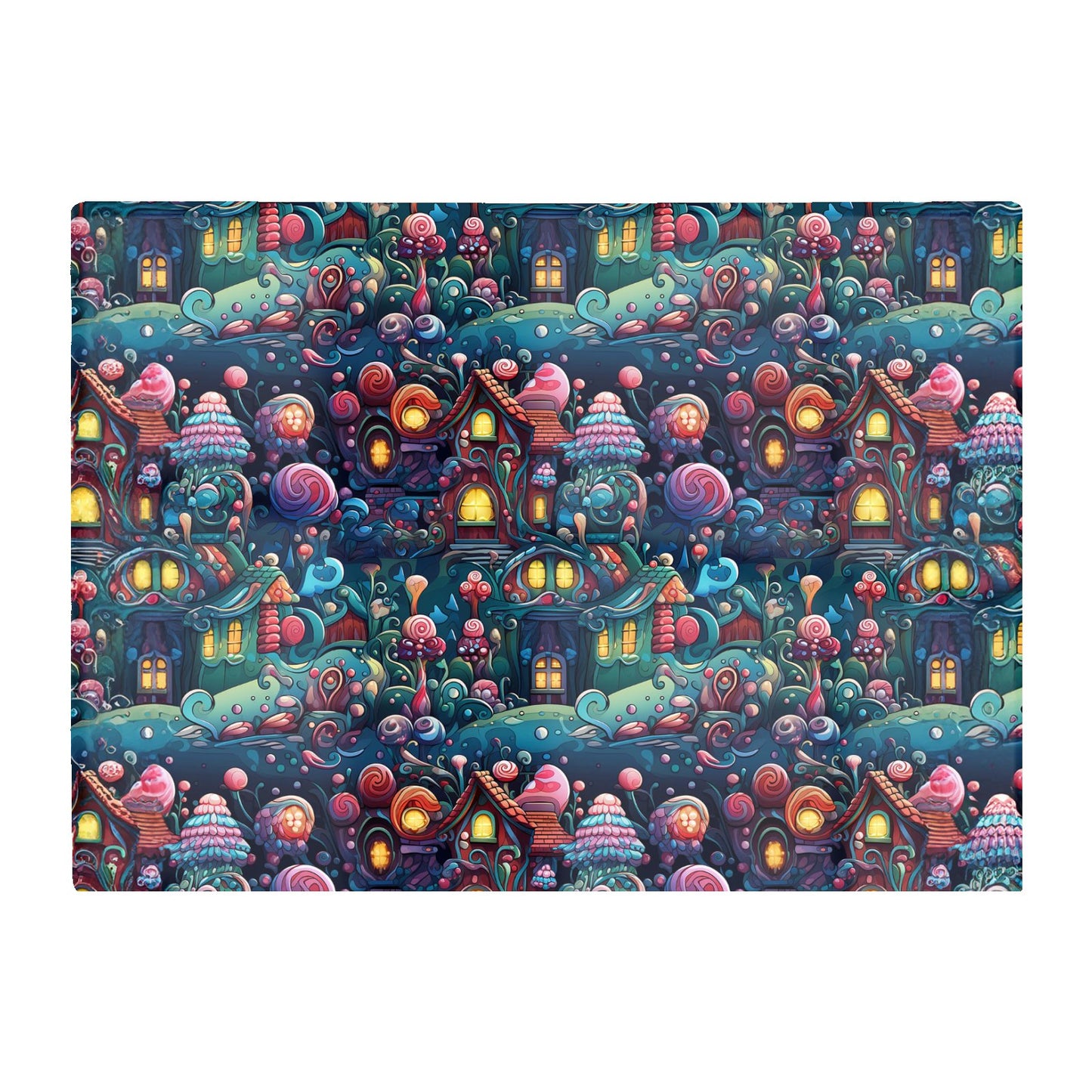 Whimsical Gingerbread House Pattern Glass Chopping Board