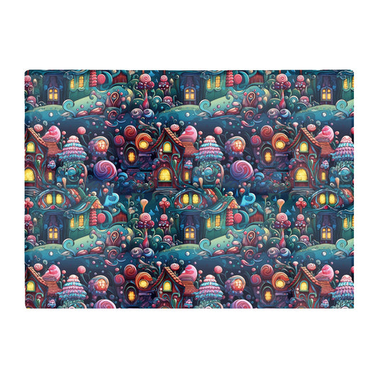Whimsical Gingerbread House Pattern Glass Chopping Board