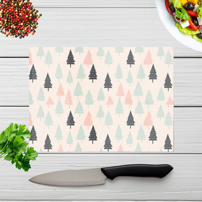 Christmas Tree Silhouette Pattern Glass Chopping Board