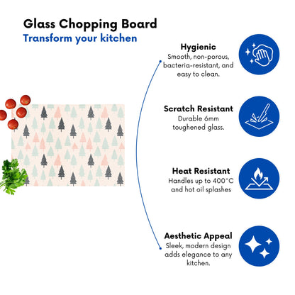 Christmas Tree Silhouette Pattern Glass Chopping Board
